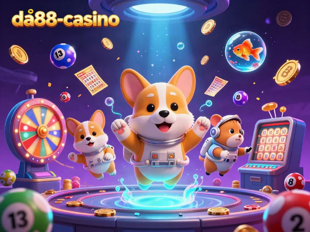 Experience thrilling gaming at da88-casino with a vibrant space-themed casino illustration.